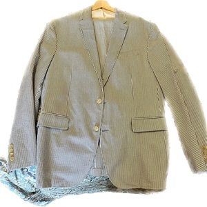 Ralph Lauren classic blue Seersucker Suit 44R. 36x30 pants